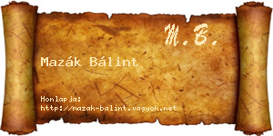 Mazák Bálint névjegykártya